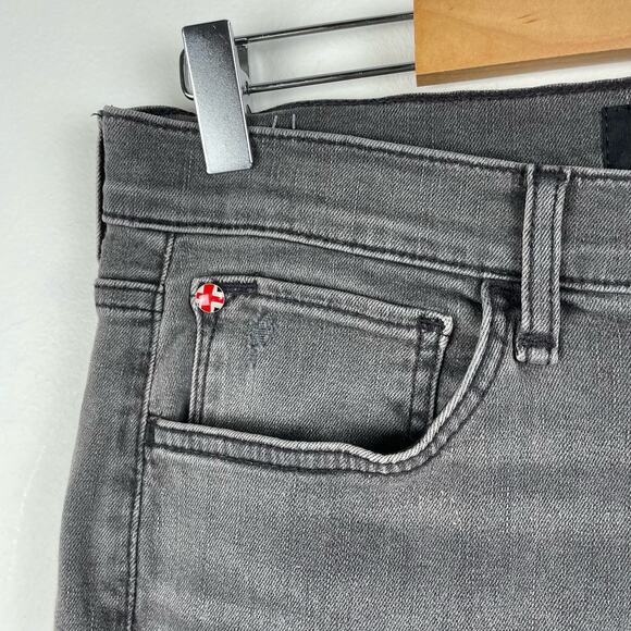 Hudson Kass High Rise Straight Ankle Jeans Grey Distressed Raw Hem Size 27 - Picture 10 of 10